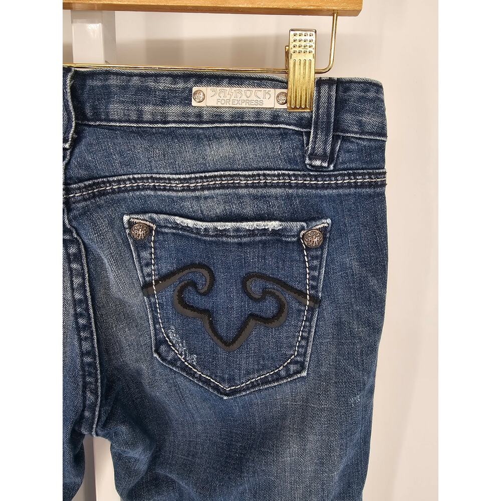 Rerock for Express Women's Boot Cut Blue Low Rise Skinny Cotton Jeans Size 8L - Picture 4 of 8